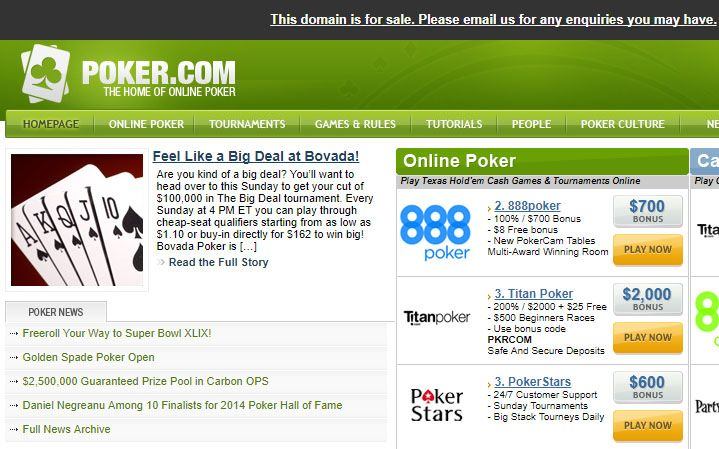 Poker.com skärmbild