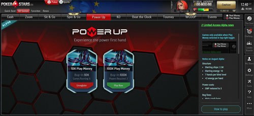 Poker Stars lobby med Power Up